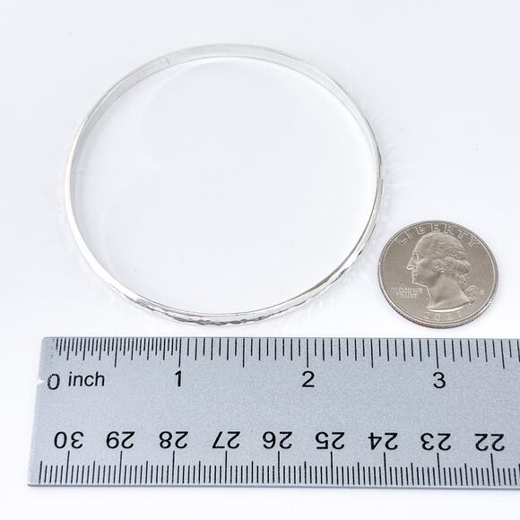 Vintage Sterling Silver 925 Hammered Bangle Bracelet 8” - Picture 6 of 7